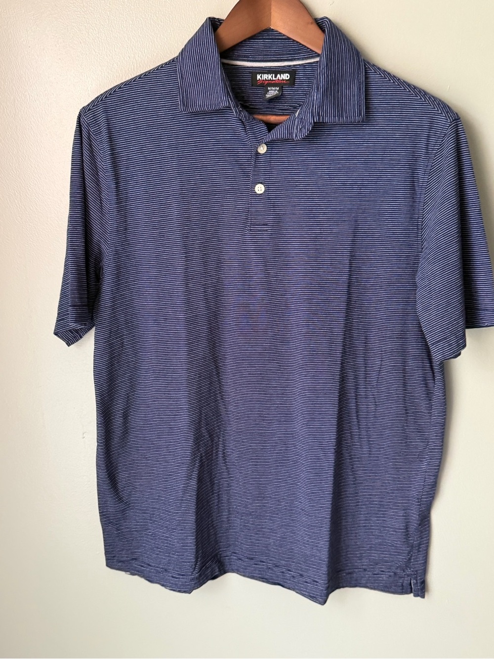 Kirkland Signature Men's Blue Micro-Stripe Polo